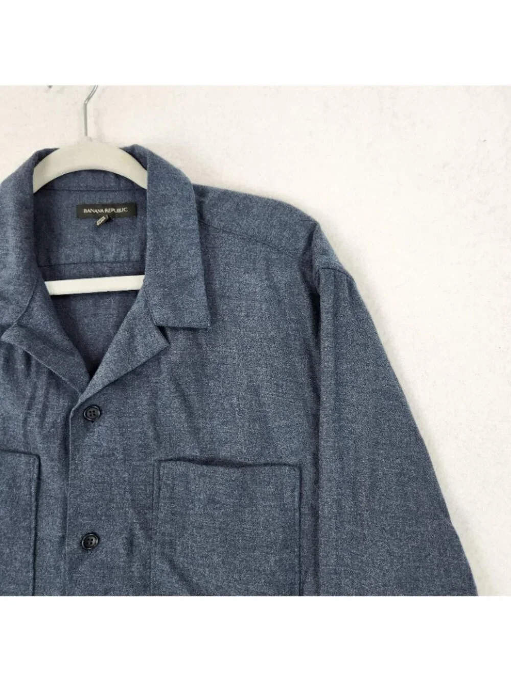 Banana Republic Shirt Mens XL Blue Flannel Button Front Long Sleeve Pockets - Picture 2 of 10